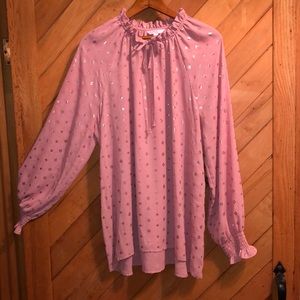 Time And Tru, Pink blouse with gold in the fabric